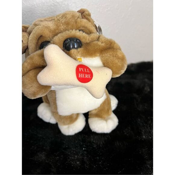 RARE GANZ BRUTUS H5127 Battery Operated WORKS Plush Bulldog Tan White New - Picture 4 of 4